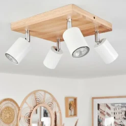 Luminaires Scandinaves-hofstein Plafonnier Nazca Chrome, Écru, 4 lumières