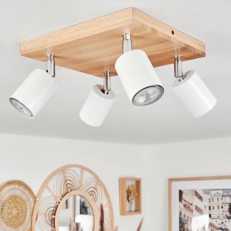 Luminaires Scandinaves-hofstein Plafonnier Nazca Chrome, Écru, 4 lumières