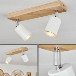 Lampes En Bois-hofstein Plafonnier Nazca Écru, 2 lumières
