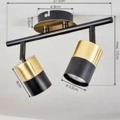 hofstein Plafonnier Neftenbach Laiton, Noir, 2 lumières* Spots Et Projecteurs