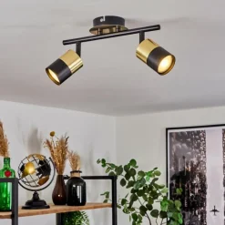 hofstein Plafonnier Neftenbach Laiton, Noir, 2 lumières* Spots Et Projecteurs