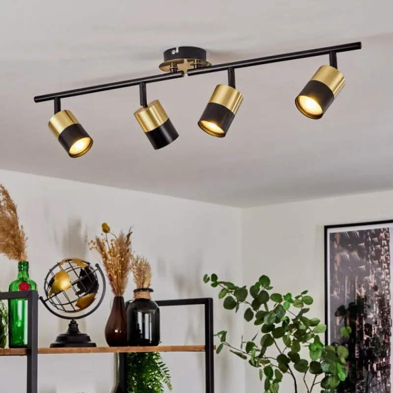 hofstein Plafonnier Neftenbach Laiton, Noir, 4 lumières