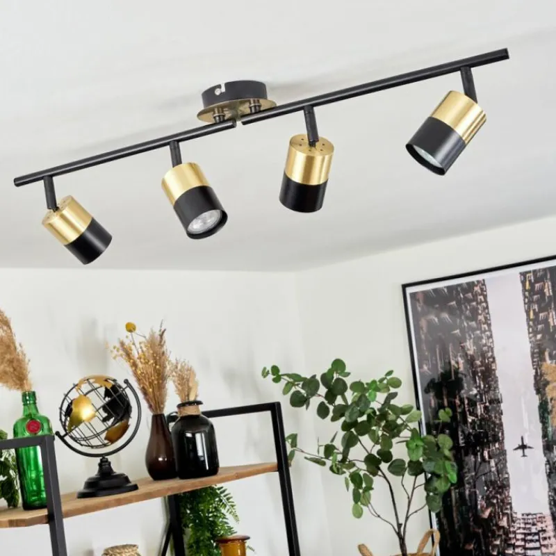 hofstein Plafonnier Neftenbach Laiton, Noir, 4 lumières