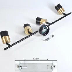 hofstein Plafonnier Neftenbach Laiton, Noir, 4 lumières