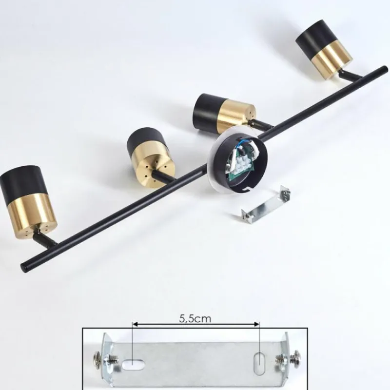 hofstein Plafonnier Neftenbach Laiton, Noir, 4 lumières