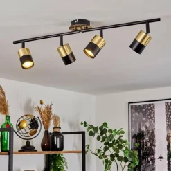 hofstein Plafonnier Neftenbach Laiton, Noir, 4 lumières