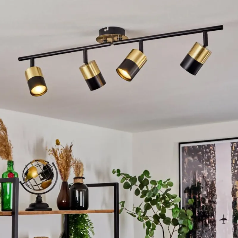 hofstein Plafonnier Neftenbach Laiton, Noir, 4 lumières