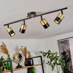 hofstein Plafonnier Neftenbach Laiton, Noir, 4 lumières