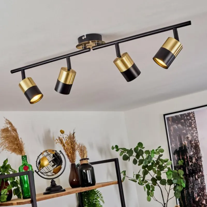 hofstein Plafonnier Neftenbach Laiton, Noir, 4 lumières