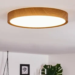 hofstein Plafonnier Nexo LED Couleur bois, Blanc, 1 lumière