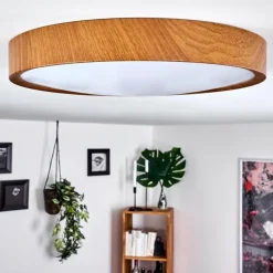 hofstein Plafonnier Nexo LED Couleur bois, Blanc, 1 lumière