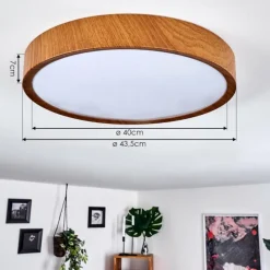 hofstein Plafonnier Nexo LED Couleur bois, Blanc, 1 lumière