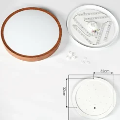 hofstein Plafonnier Nexo LED Couleur bois, Blanc, 1 lumière