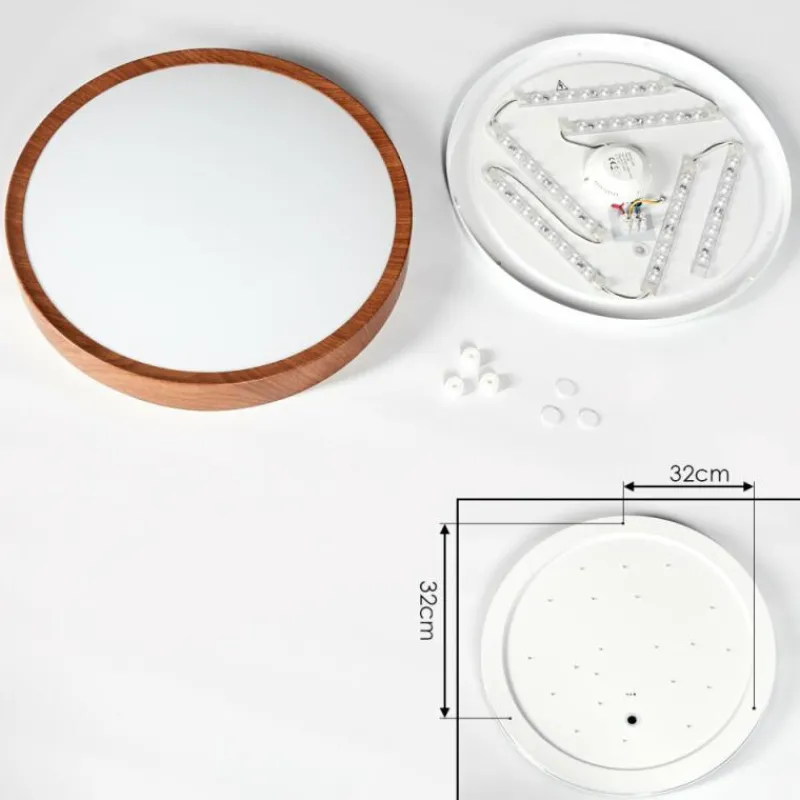 hofstein Plafonnier Nexo LED Couleur bois, Blanc, 1 lumière