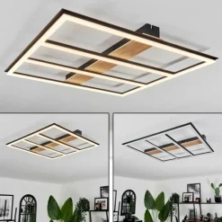 hofstein Plafonnier Nganbeto LED Couleur bois, Noir, 1 lumière