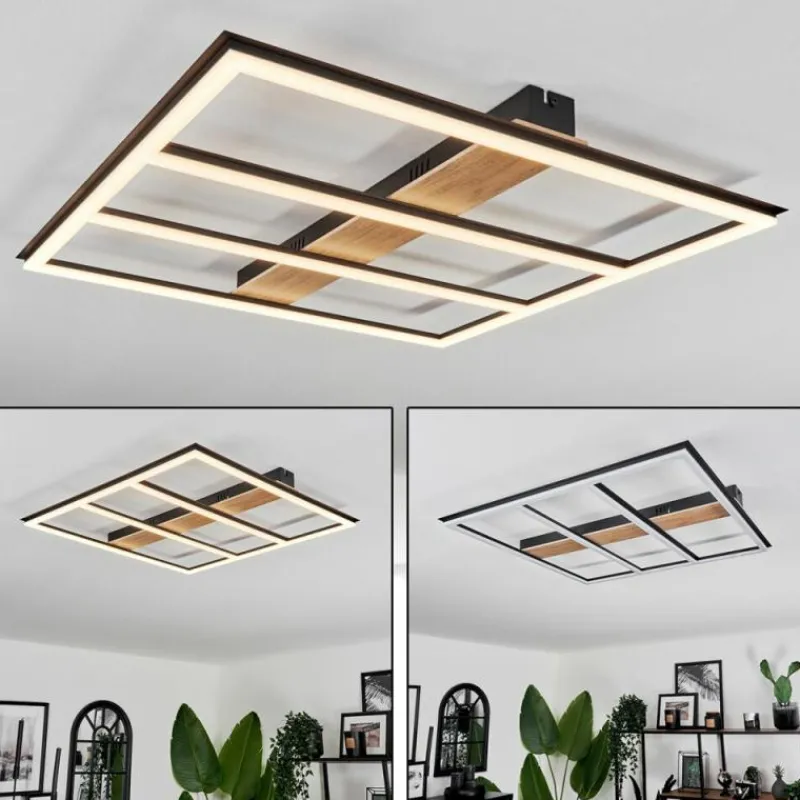 hofstein Plafonnier Nganbeto LED Couleur bois, Noir, 1 lumière