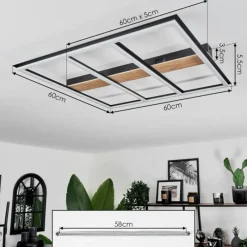 hofstein Plafonnier Nganbeto LED Couleur bois, Noir, 1 lumière