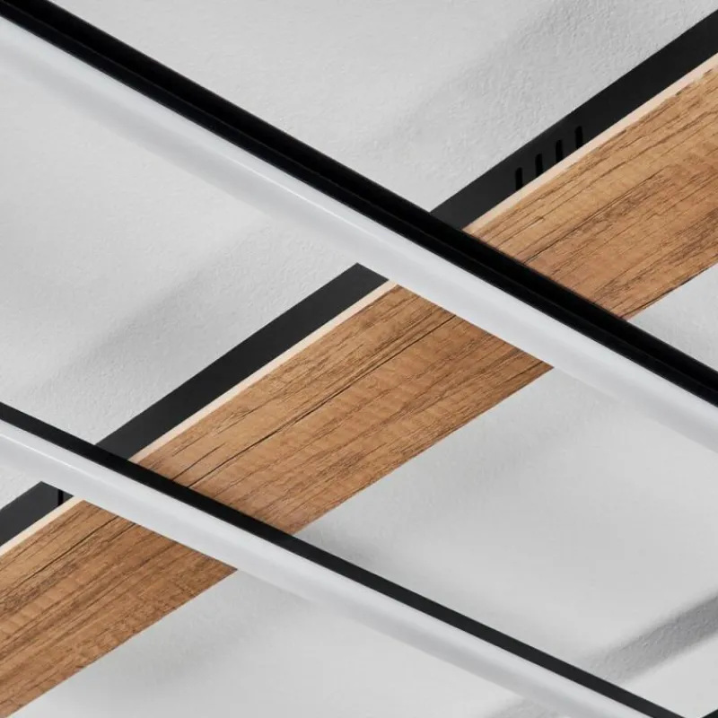 hofstein Plafonnier Nganbeto LED Couleur bois, Noir, 1 lumière