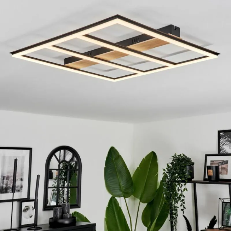 hofstein Plafonnier Nganbeto LED Couleur bois, Noir, 1 lumière