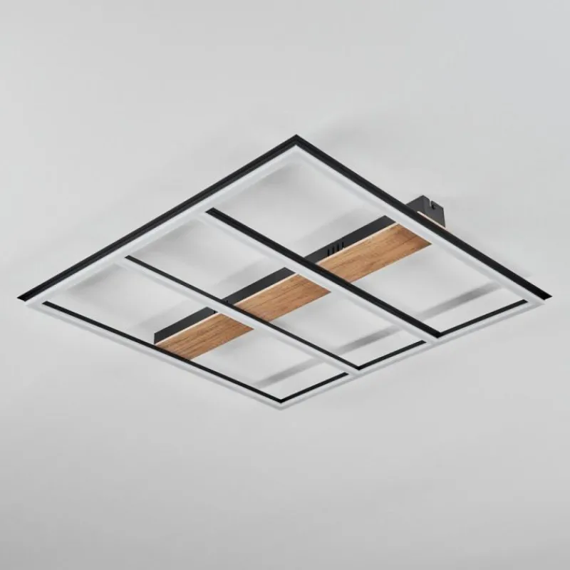 hofstein Plafonnier Nganbeto LED Couleur bois, Noir, 1 lumière