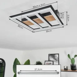 hofstein Plafonnier Nganbeto LED Couleur bois, Noir, 1 lumière
