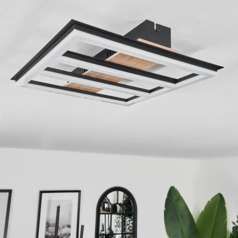 hofstein Plafonnier Nganbeto LED Couleur bois, Noir, 1 lumière