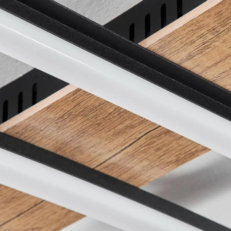 hofstein Plafonnier Nganbeto LED Couleur bois, Noir, 1 lumière