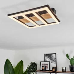 hofstein Plafonnier Nganbeto LED Couleur bois, Noir, 1 lumière