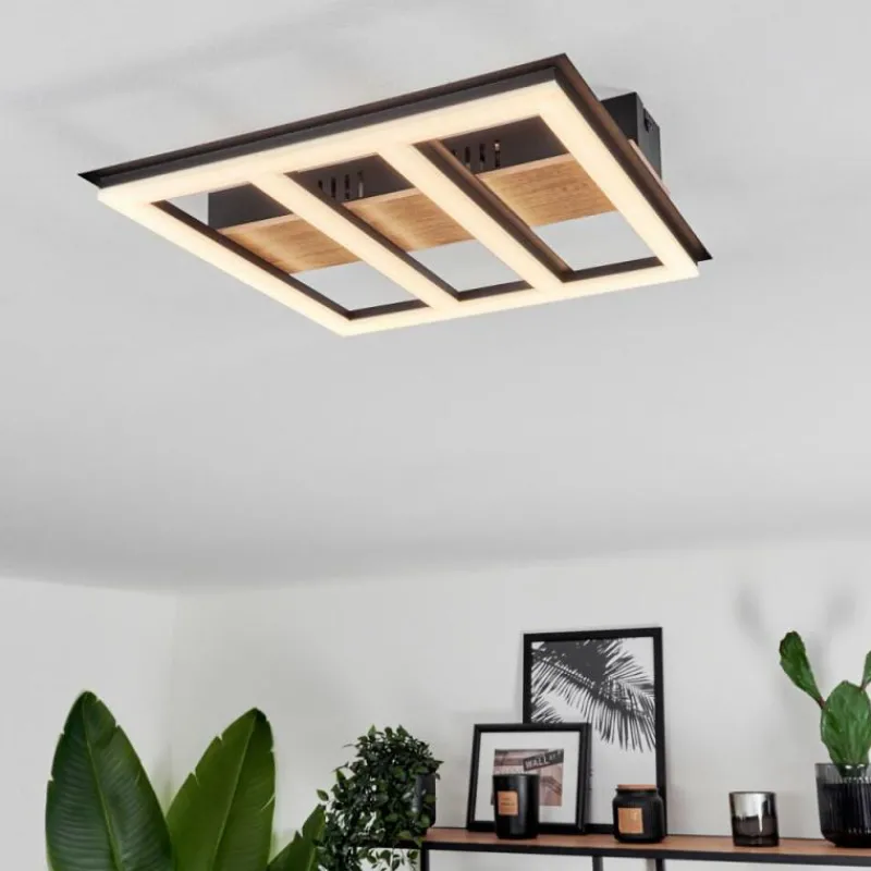 hofstein Plafonnier Nganbeto LED Couleur bois, Noir, 1 lumière