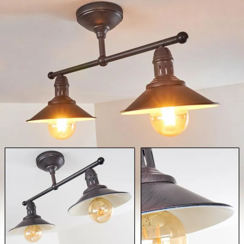 Luminaires Rustiques-hofstein Plafonnier Nibyn Brun, 2 lumières
