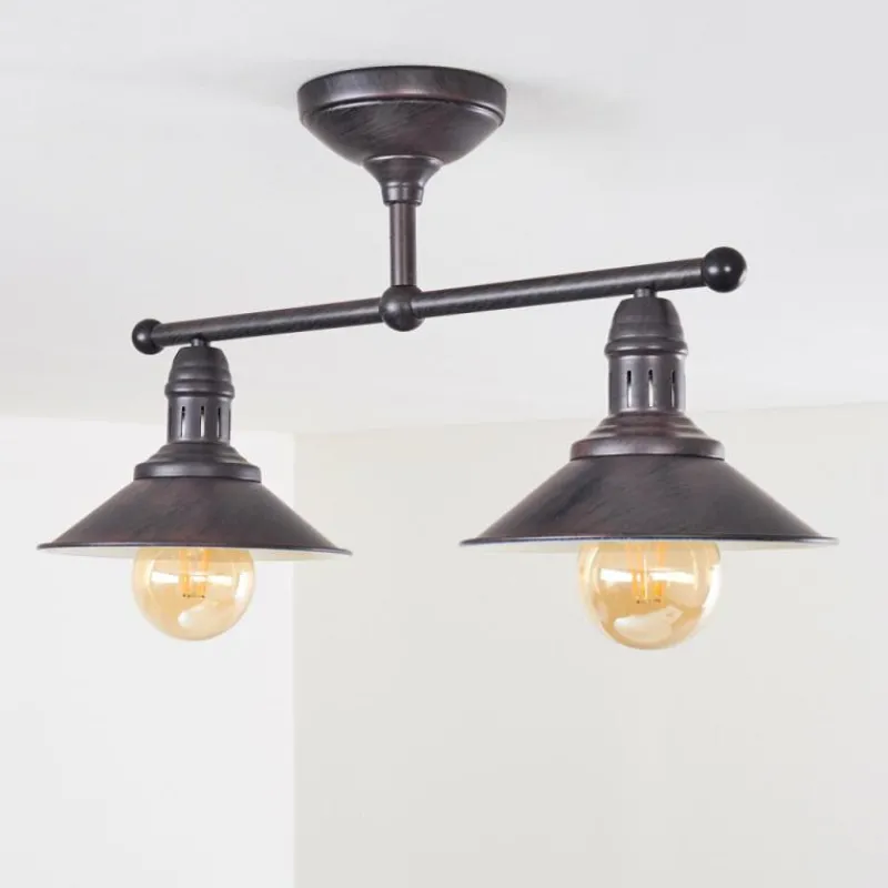 Luminaires Rustiques-hofstein Plafonnier Nibyn Brun, 2 lumières