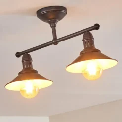 Luminaires Rustiques-hofstein Plafonnier Nibyn Brun, 2 lumières