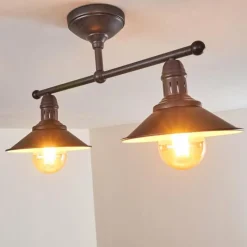 Luminaires Rustiques-hofstein Plafonnier Nibyn Brun, 2 lumières