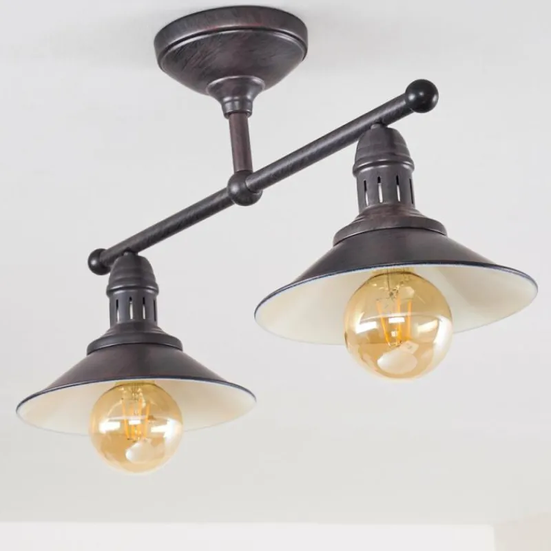 Luminaires Rustiques-hofstein Plafonnier Nibyn Brun, 2 lumières