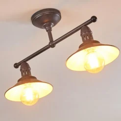 Luminaires Rustiques-hofstein Plafonnier Nibyn Brun, 2 lumières