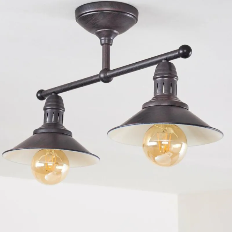 Luminaires Rustiques-hofstein Plafonnier Nibyn Brun, 2 lumières