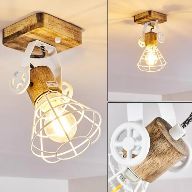Lampes En Bois-hofstein Plafonnier Nifun Brun, Blanc, 1 lumière