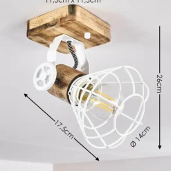 Lampes En Bois-hofstein Plafonnier Nifun Brun, Blanc, 1 lumière