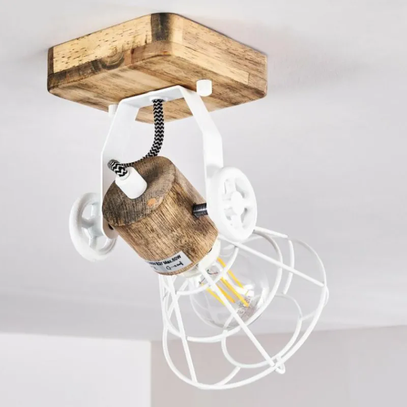 Lampes En Bois-hofstein Plafonnier Nifun Brun, Blanc, 1 lumière
