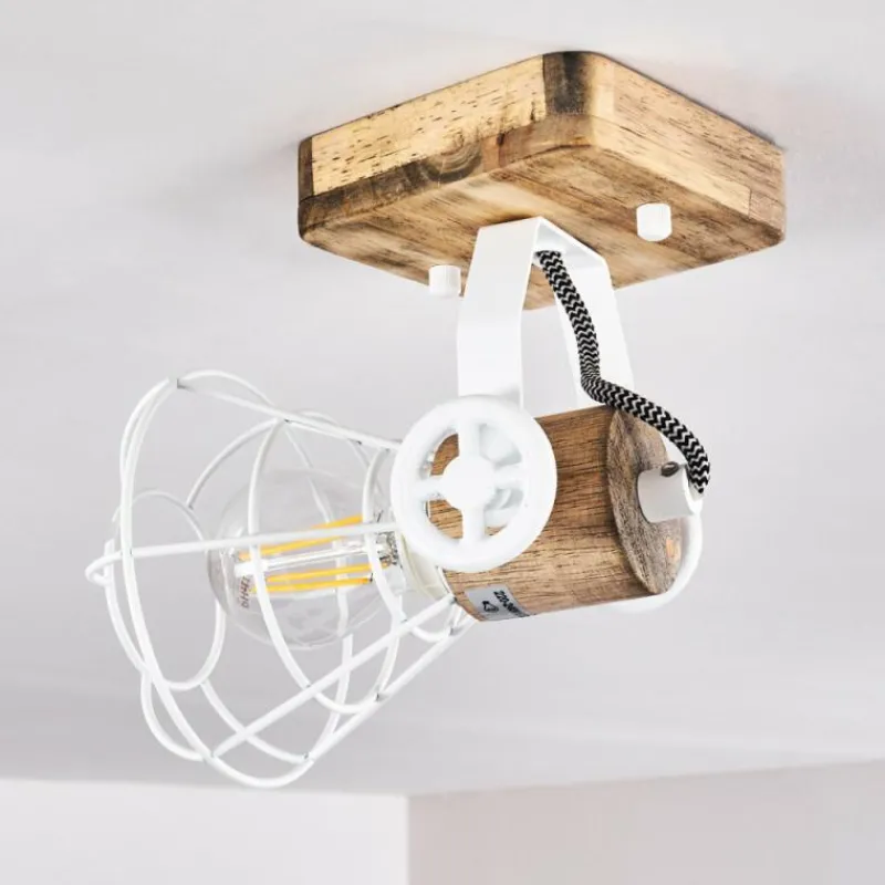 Lampes En Bois-hofstein Plafonnier Nifun Brun, Blanc, 1 lumière