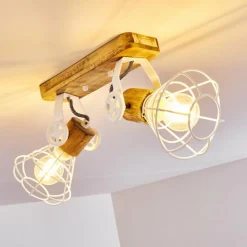 Lampes En Bois-hofstein Plafonnier Nifun Brun, Blanc, 2 lumières