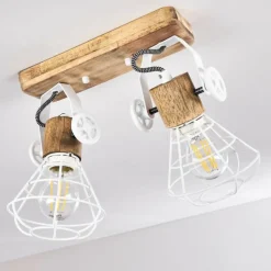 Lampes En Bois-hofstein Plafonnier Nifun Brun, Blanc, 2 lumières