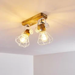 Lampes En Bois-hofstein Plafonnier Nifun Brun, Blanc, 2 lumières
