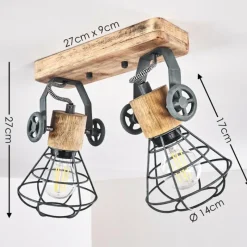Lampes En Bois-hofstein Plafonnier Nifun Brun, Gris, 2 lumières