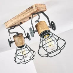 Lampes En Bois-hofstein Plafonnier Nifun Brun, Gris, 2 lumières