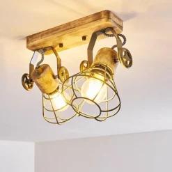Lampes En Bois-hofstein Plafonnier Nifun Brun, Vert, 2 lumières