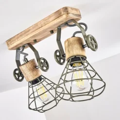 Lampes En Bois-hofstein Plafonnier Nifun Brun, Vert, 2 lumières