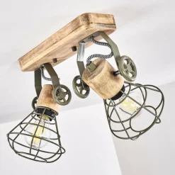 Lampes En Bois-hofstein Plafonnier Nifun Brun, Vert, 2 lumières