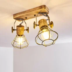 Lampes En Bois-hofstein Plafonnier Nifun Brun, Vert, 2 lumières