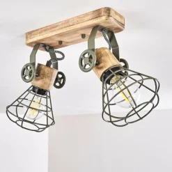 Lampes En Bois-hofstein Plafonnier Nifun Brun, Vert, 2 lumières